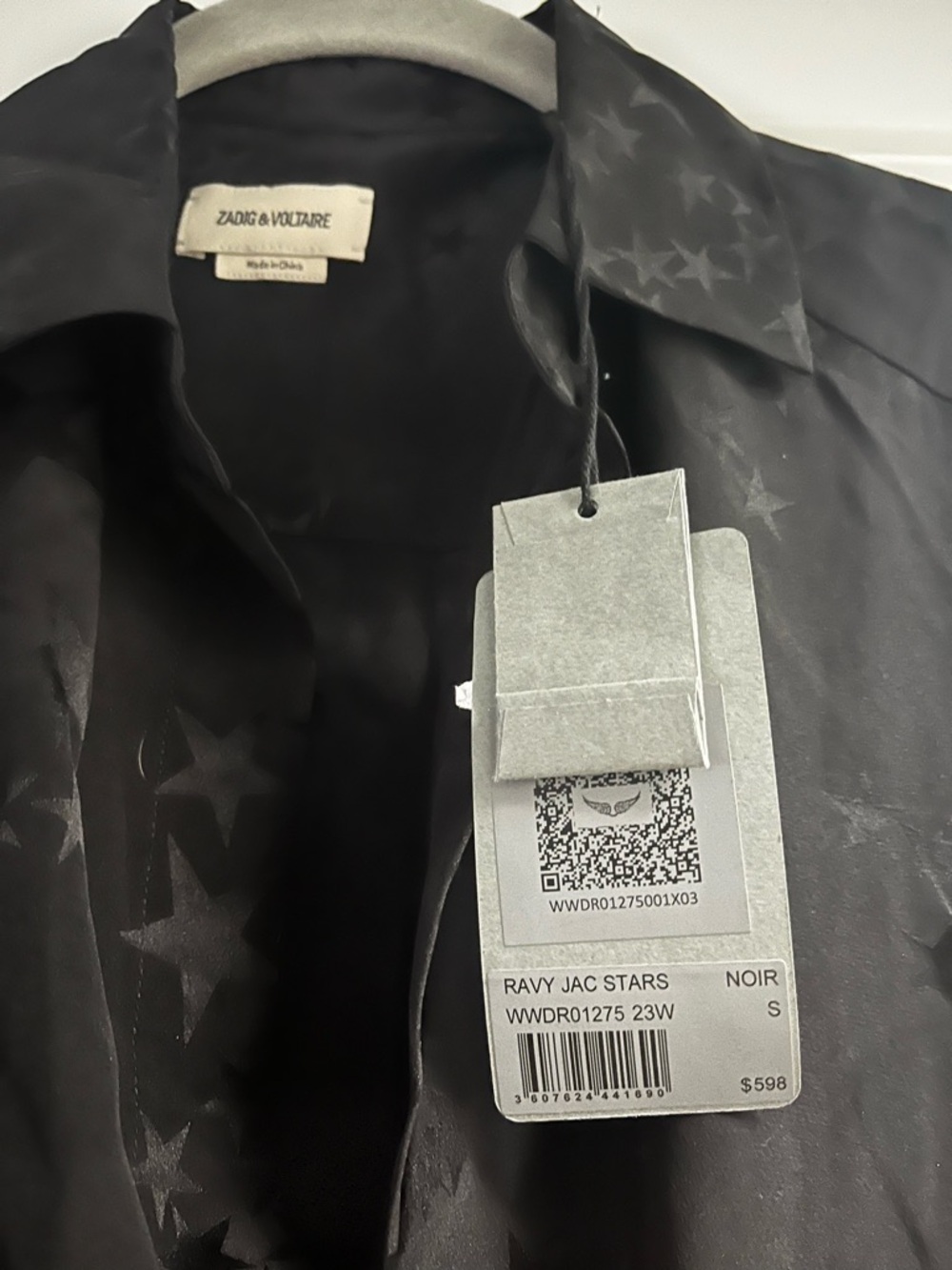 Zadig & Voltaire Ravy Star Embossed Silk black Dress size Small - NWT - Picture 5 of 5